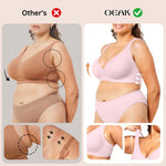 OEAK Womens Deep V Bras Comfortable Bras Support Push Up Bralettes Low Cut no Underwire Bras Plunge Seamless Tshirts Bras Pink L