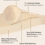 HSIA Longline Strapless Bra for Women, Anti-Slip Support Corset for Large Bust Convertible Bustier Bandeau for Big Breasts Beige