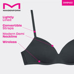 Maidenform Women's Wireless Bra, Modern Demi Wireless T-Shirt Bra, Convertible Bra for Women, 2-Pack