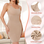 Miguofan Shapewear Slips for Under Dresses, Full Slip Dress for Women Tummy Control Body Shaper Seamless Shaping Dress (Beige,Large)