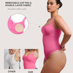 Lover-Beauty Lace Shapewear Bodysuits for Women Tummy Control Breathable Thong Seamless with Removable Cups Pink X-Small-Small