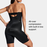 SPANX SPANXshape Suit Your Fancy Strapless Cupped Mid-Thigh Bodysuit - Very Black - Medium