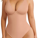 FeelinGirl Shapewear Bodysuits for Women Tummy Control Body Suits Deep V Neck Thong Body Shaper