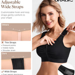 BRABIC Zip Front Closure Everyday Bra for Women Post Surgery Compression Support with Adjustable Straps Wirefree (Medium, Black)