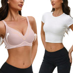 Showyoo Wireless Bras for Women Seamless Bralette Full Coverage Everyday Bra Lace Trim Wire-Free Comfort Daily Bras Dusty Rose M