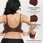 SHAPELLX Wireless Comfy Bra for Womens Breathable Non Padded Seamless Bra Comfortable Soft Bralette V Neck Everyday Bras Brown M