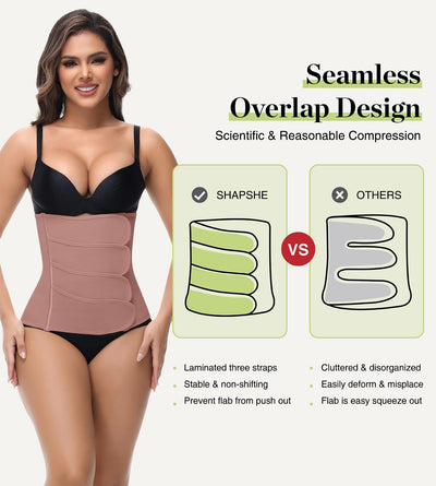 SHAPSHE Waist Trainer for Women Postpartum Recovery Wrap Girdle Cincher Corset Shapewear Belly Band Rosybrown 3XL