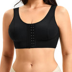 BRABIC Front Closure Compression Bras for Women Post Surgery Wireless Surgery Sleep Bra(Black, Small)