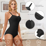 ONEW Strapless Shapewear Bodysuit for Women Seamless Tummy Control Tube Top Body Shaper With Removable Straps,Black,Medium