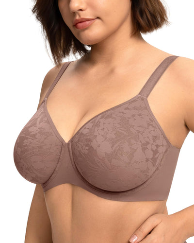 HSIA Minimizer Bra for Women - Full Coverage Seamless Lace Bra Plus Size Underwire Unlined Bra for Heavy Breast