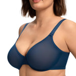 HSIA Minimizer Bras for Women Seraphina Full Coverage Underwire Unlined Mesh Plus Size Convertible Bra for Big Busted Ocean Blue 36DD