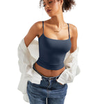 SUUKSESS Women Sexy Square Neck Tank Top Summer Y2K Going Out Tops Casual Sleeveless Basic Cami Shirts (Navy, S)