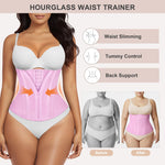 SHAPERX Waist Trainer for Women Underbust Corset Shapewear Tummy Control Workout Waist Cincher Body Shaper Zipper and Hooks, SZ7310-Pink-S
