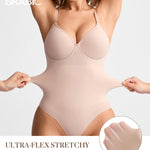 BRABIC Shapewear Bodysuits for Women Tummy Control Shapewear Seamless Backless V-Neck Tops with Built-in Bra(Beige, Small)