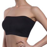 Boao Women Bandeau Bra Padded Strapless Bralette Bra Seamless Bandeau Tube Top(Large,Black, White, Nude Color,3 Pcs)