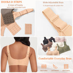 Wireless Jelly Seamless Bras for Women No Underwire Tshirt Full Coverage Padded Bra Comfortable Supportive Everyday Bralettes(01#Black+Nude(Mix Pack),L)