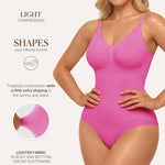 BRABIC Bodysuit Shapewear for Women Tummy Control Panties Seamless Sleeveless Tops V-Neck Camisole Jumpsuit (Hot Pink Brief, Medium/Large)