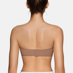 Vertvie Womens Strapless Bra Jelly Push Up Seamless Bandeau Bra Wireless Non Slip Silicone Tube Top Bras Padded Bralette(Coffee,Medium)