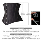 SHAPERX Women Petite Steel Boned Waist Trainer Underbust Corset Short Torso Mesh Body Shaper,SZ1995-Black-M