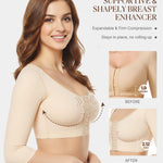 BRABIC Upper Arm Shaper for Women Fajas Post Surgery Compression Sleeves Front Closure Bra Arm Lipo Shapewear Tops(Beige, Large)