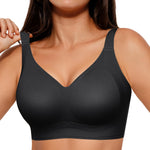 SHAPELLX Full Coverage Wireless Bra for Older Women Back Smoothing Side Support No Side Bulge Breathable Comfort Lift (Black Medium)
