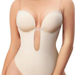 Slimers Backless Plunge Shapewear for Women: Low Back Thong Shaper to Daily | Open Back bodysuits with Open Crotch Daily Use, Invisible Under Wedding & Formal Dresses