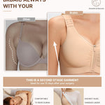 BRABIC Zip Front Closure Mastectomy Bras for Women Post Surgery Compression Everyday Surgical Wireless Wide Adjustable Straps(Nude, Large)