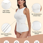 EUYZOU Women Shapewear Tummy Control Tank Tops Seamless Compression Tops Body Shaper Camisole, White L