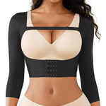 Arm Shaper for Women Post Surgery Arm Lipo Compression Sleeves Front Closure Posture Corrector Black X-Large