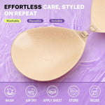 Invisible Strapless Sticky Bra Push up for Women, Ultra Adhesive Bra for Backless Dress, Cleavage Bra Lift Novelty Bras (C Cup, Light Beige)