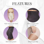 Naomi & Nicole Women's Back Magic Firm Control High-Waist Thigh Slimmer Shapewear, 7089-Black-M