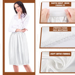 Haysandy 3 Pieces Half Slips for Women 3 Kinds of Length 19, 27, 35 Inch Slip Under Dress Satin Lace Long Skirt (White, X-Large)