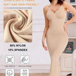 ciksob Shapewear Slips For Under Dress Deep V Neck Tummy Control Long Full Slip Dresses for Women Seamless Body Shaper with Adjustable Strap Beige M