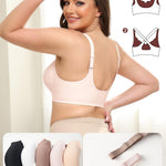 Werena Front Close Wireless Bras Padded Jelly Bra for Women Seamless Bralette for Older Women with Adjustable Straps (Pink,M)