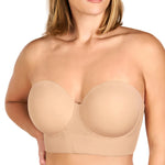 HSIA Strapless Bras for Women, Longline Corset for Large Bust Plus Size Supportive Bustier Minimizer Convertible Bandeau, Natural Nude 34DD