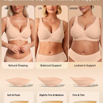 Vertvie 2026 Womens Wireless Jelly Bras Push Up Cup-Engineered Support Deep V Lift Bra Seamless No Underwire T-Shirt Bralette(Sand,36C)