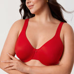 DELIMIRA Women's Minimizer Bra Plus Size Underwire Smooth Full Coverage Seamless Bras Lipstick Red 34E