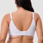 DELIMIRA Women's Inbarely Lift Full Coverage Bras Plus Size Unlined T Shirt Underwire Seamless Bra Back Smoothing White 36C