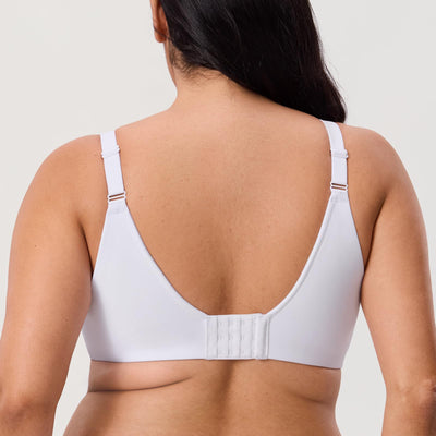 DELIMIRA Women's Inbarely Lift Full Coverage Bras Plus Size Unlined T Shirt Underwire Seamless Bra Back Smoothing White 36C