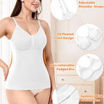 Werena Shapewear Cami With Built-in Bra Compression Tanks for Women Shaping Camisoles Tummy Control Tank Tops(#A White, XX-Large)