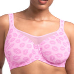 HSIA Minimizer Bras for Women Plus Size, Full Coverage Coolcomfort T Shirt Unlined Bra with Underwire for Heavy Breast, Blush Pink Lip Print 34C