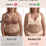 OEAK Womens Deep V Bras Wireless Comfortable Bra Supportive No Underwire Bras Tshirt Push Up Bralettes Plunge Seamless Bra Skin Color 3XL