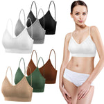 selizo Sports Bras for Women, 6 Pcs Pack: V Neck Cami Bralettes, M-L