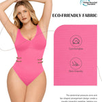 Lover-Beauty Tummy Control Shapewear Bodysuit for Women V Neck Pink Bodysuit Thong Slimming Waist Body Shaper