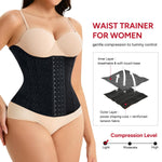 Nebility Waist Trainer for Women Corset Waist Cincher Shapewear Tummy Control Workout Body Shaper Compression Girdle Black