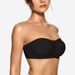 OEAK Womens Strapless Bras Jelly Push Up Bandeau Bra Non Slip Wireless Supportive Padded Bras Seamless Comfortable Tube Bra Black XS