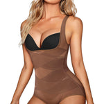 REYEOGO Shapewear Bodysuit for Women Tummy Control Butt Lifter Panty Hi-Waist Trainer Stomach Body Shaper Slimming Girdles (Brown, Large)