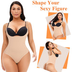 Werena Thong Shapewear Bodysuit for Women Tummy Control Open Bust Body Shaper Slimmer Shaping Thong(#1 Pure Beige,Small)