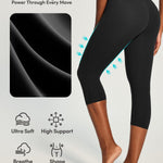 IUGA Capri Leggings for Women Tummy Control Compression Leggings Workout High Waist Athletic Yoga Pants with Pockets Black