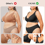 OEAK Womens Deep V Bras Wireless Comfortable Bra Supportive No Underwire Bras Tshirt Push Up Bralettes Plunge Seamless Bra Black M